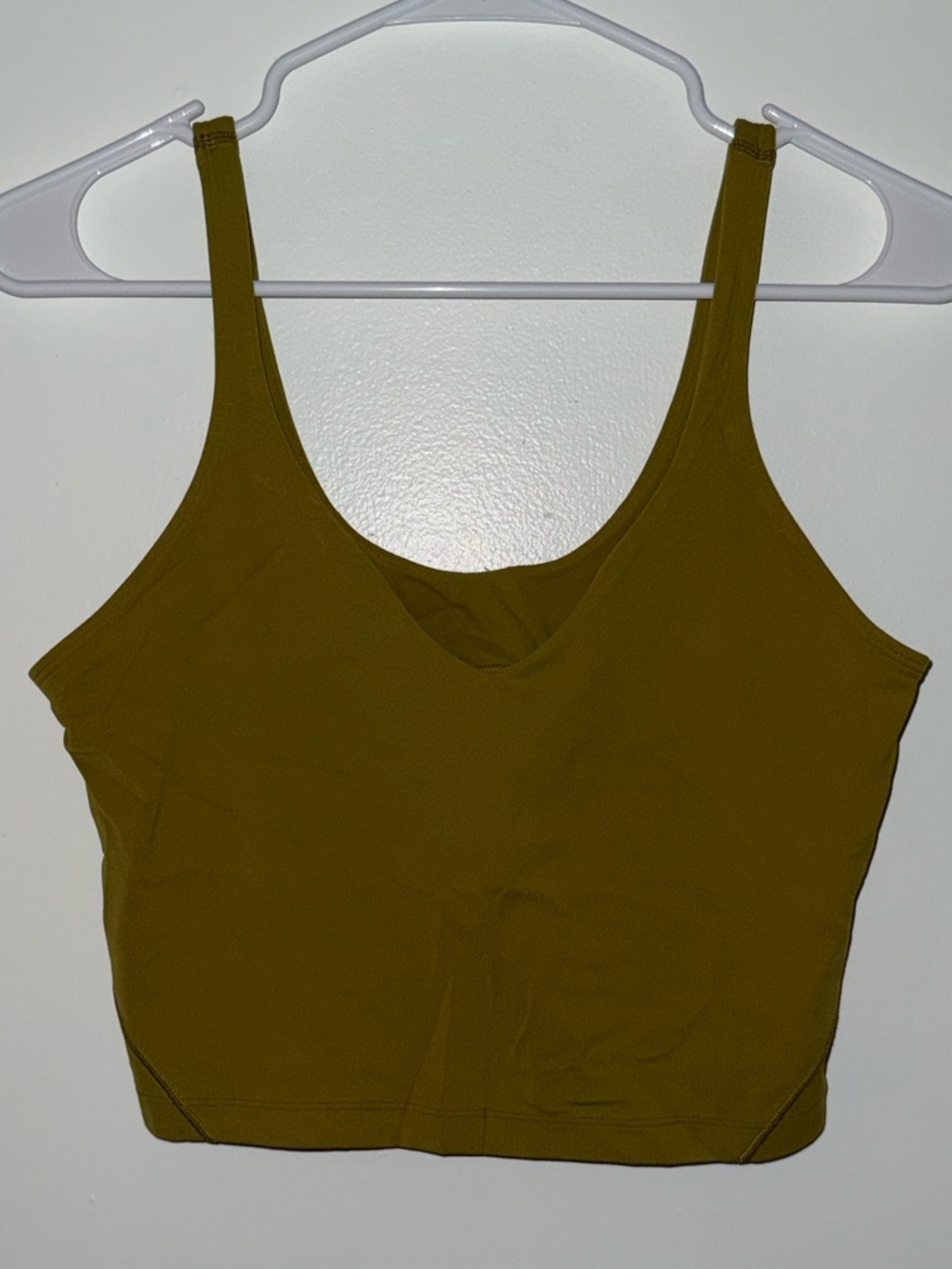 Lululemon Olive Green v-neck built in bra crop Tank Top